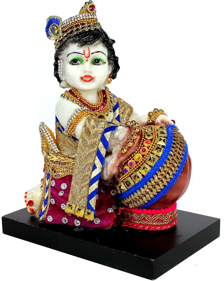 ESPLANADE Handgeschnitzte Gott, Kishan Krishna, Makhan Chor Murti Idol-Statue, Skulptur (19,1 cm)