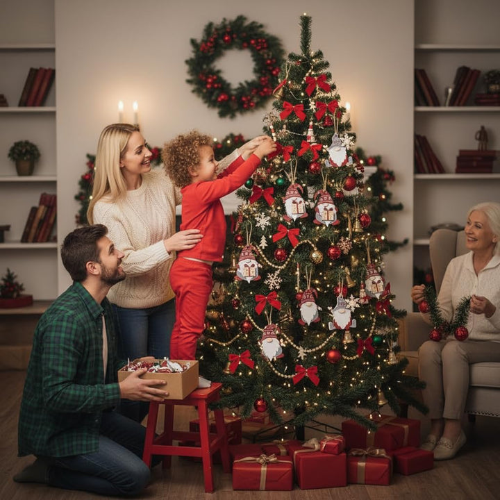 Valery Madelyn Holz Weihnachten Anhänger 24 Stück 6cm Baum Weihnachtsdeko Netter Weihnachtsmann Anhä