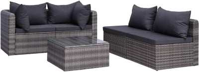 Tidyard 5-TLG. Garten-Sofagarnitur Mit Polstern & Kissen Gartensofa-Set Gartengarnitur Gartenset, PE