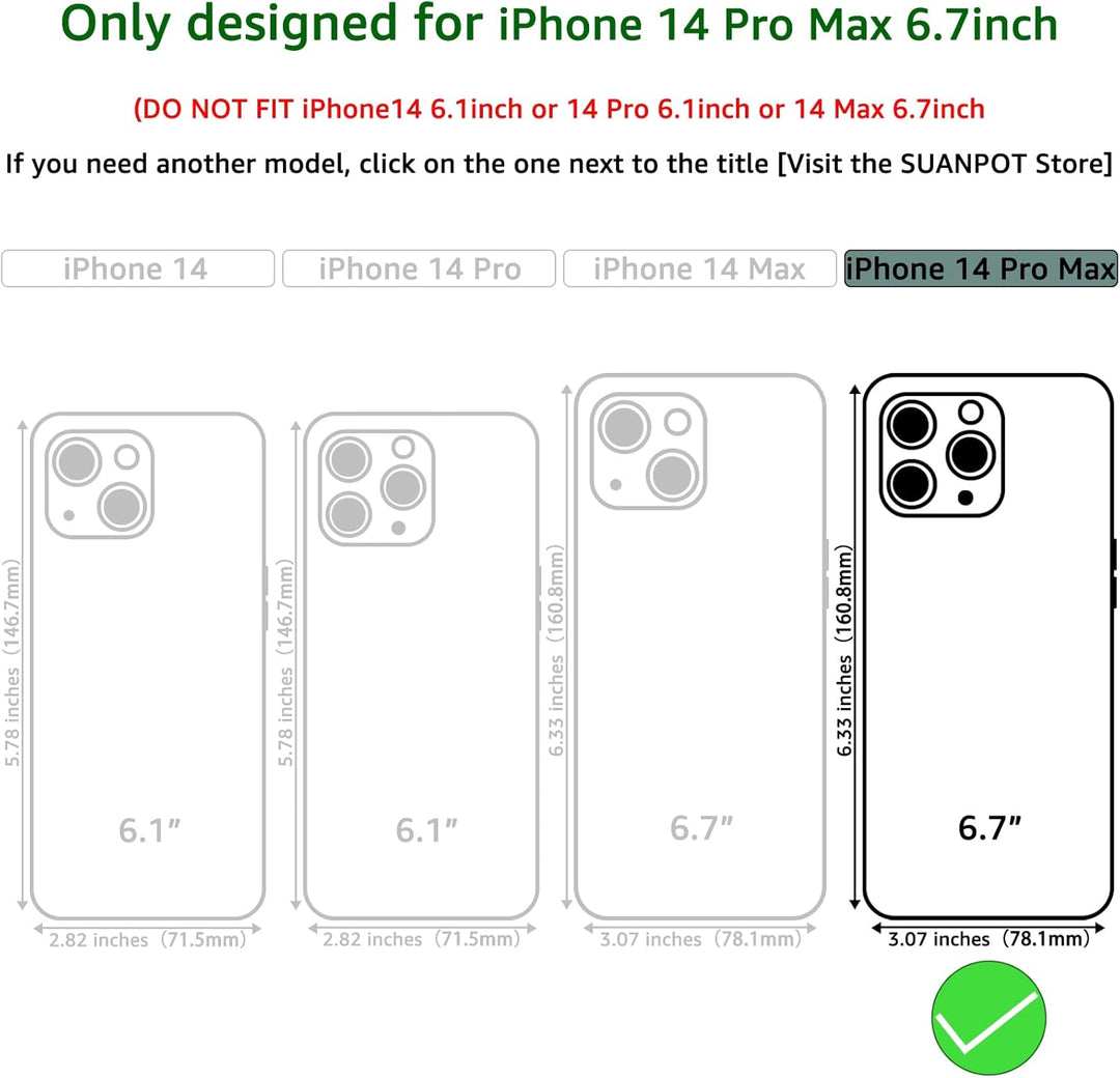 SUANPOT [RFID Schutz für iPhone 14 Pro Max 6.7" Hülle PU Leder Handyhülle Lederhülle Klapphülle Kart