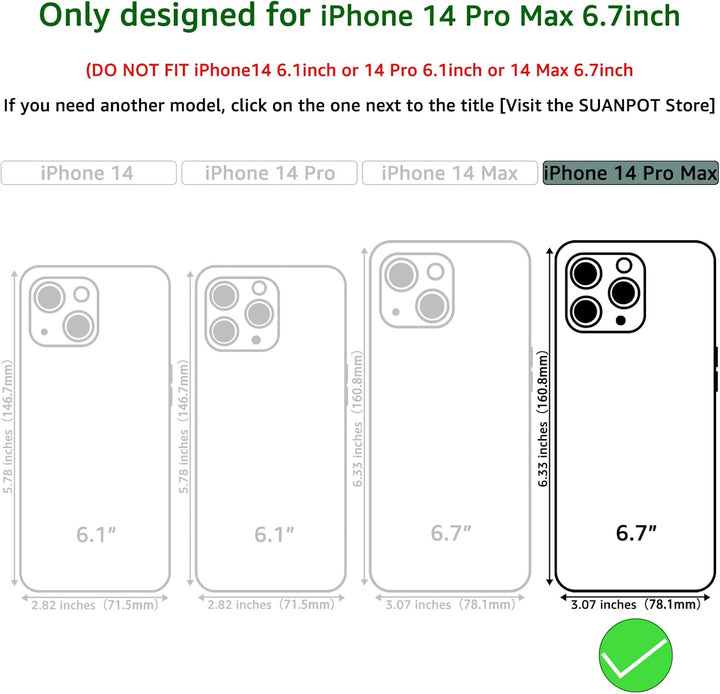 SUANPOT [RFID Schutz für iPhone 14 Pro Max 6.7" Hülle PU Leder Handyhülle Lederhülle Klapphülle Kart