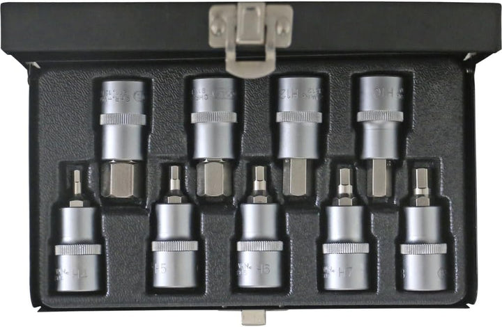 KS Tools 911.1321 1/2" Bit-Stecknuss-Satz Innensechskant, kurz, 9-tlg.