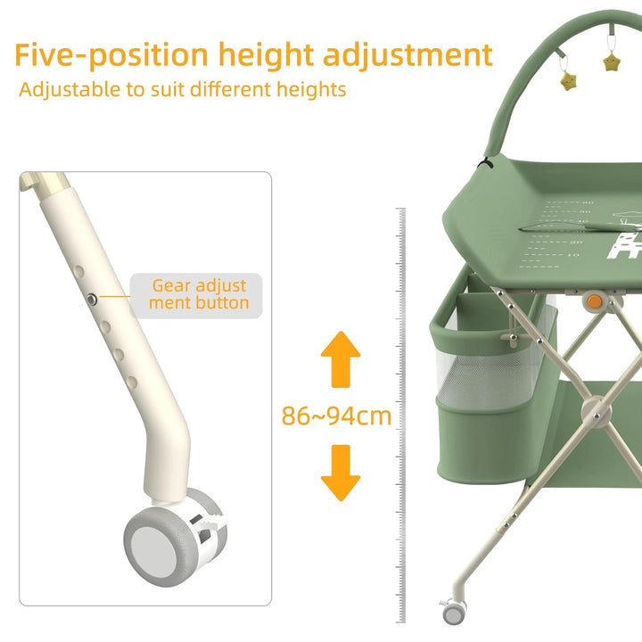 Wickeltisch Baby Pliable mit Spielbogen & Doppelter Aufbewahrung – Klappbare Wickelkommode Höhenvers