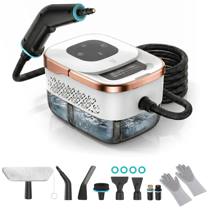 Dampfreiniger Handgerät, 2500W Handdampfreiniger, 8 Düsen, 6 Dampfstufen, 1250 ML Tank, 105℃ Hochtem