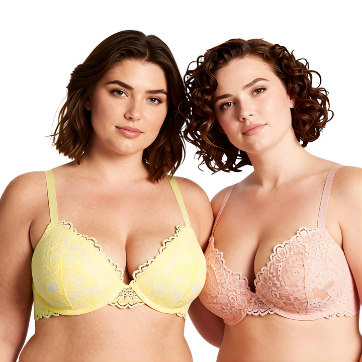 Curve Muse Damen Bügel Übergrösse Hochdrücken Fügen Sie 1 und eine halbe Tasse Spitzen-BHS hinzu 70C