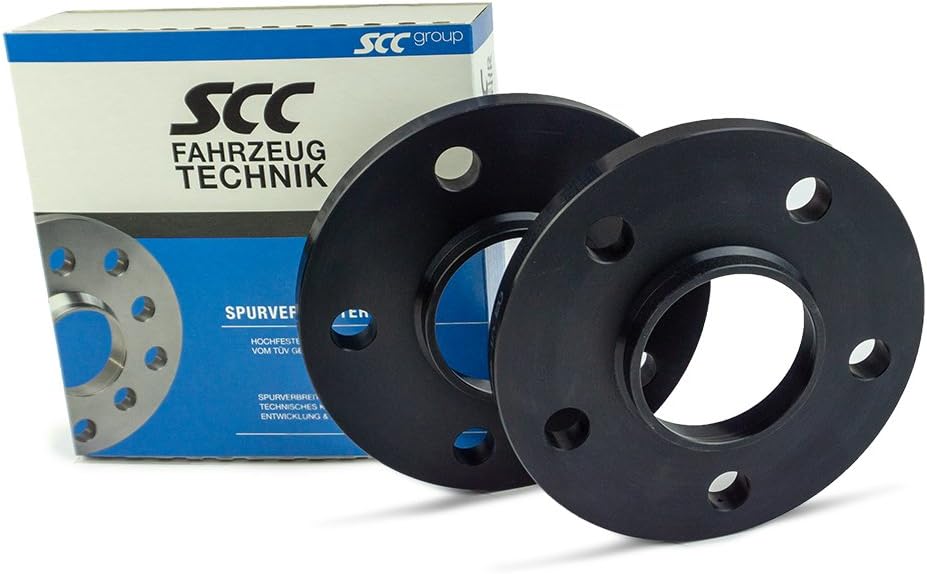 SCC Spurverbreiterung 12434W - schwarz eloxiert - LK: 112/5 NLB: 66,5 - 12mm - 2 Stück 12mm schwarz,