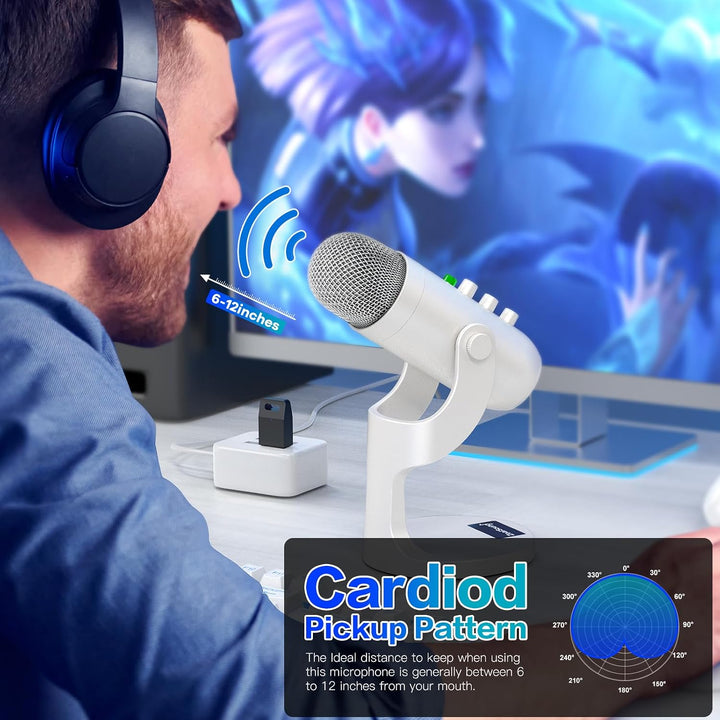 ZealSound Kabelloses Mikrofon, USB-Mikrofon für iPhone, PC, iPad, Android-Handy, kabellos, Kondensat