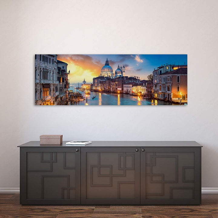 Feeby. Leinwandbild, Bilder, Wand Bild, Wandbilder, Kunstdruck 120x40 cm, Grand Canal, VENEDIG, Arch
