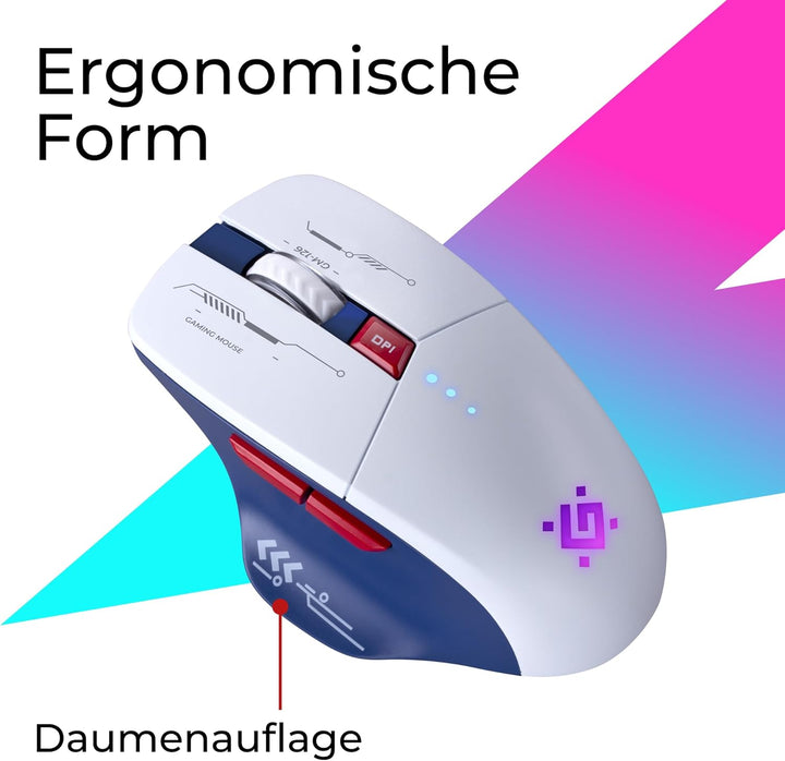 Defender Tisa GM-126 Kabellose Gaming Maus, Bluetooth & 2.4 GHz, 1600 DPI, 400 mAh Akku, leise Taste