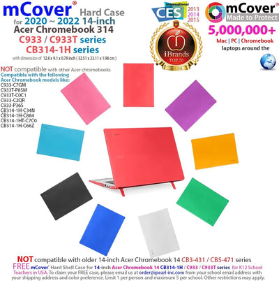 mCover Schutzhülle nur kompatibel mit Acer Chromebook 314 CB314-1H / C933 / C933T Series Notebook Co