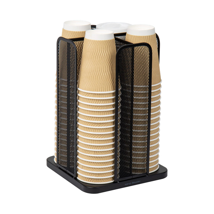 Mind Reader Network Collection, 4-Compartment Cup and Lid Dispenser, Countertop Organizer, Metal Mes