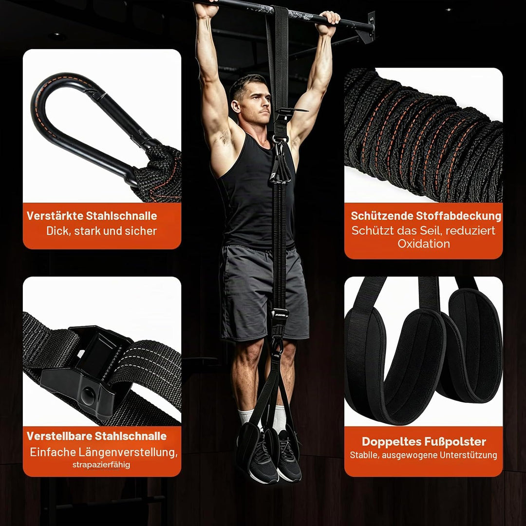 Klimmzug Bänder Set, Klimmzughilfe 75-300lbs mit Verstellbarem Widerstand und Höhe, Pull Up Band für