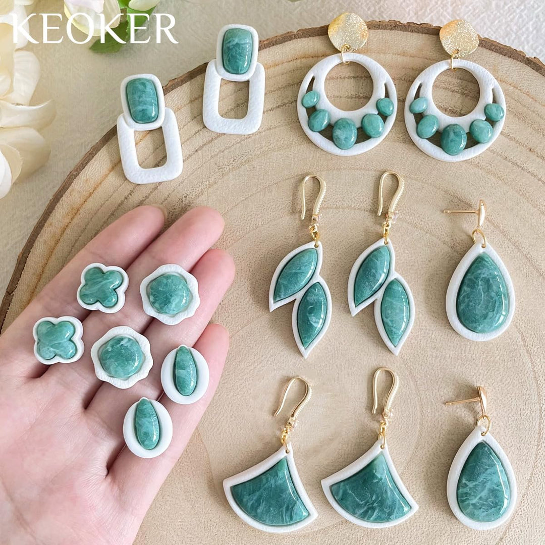 Keoker Embedded Clay Cutters - Polymer Clay Jewelry Making Tools, Earring Cutters Weiss, Weiss