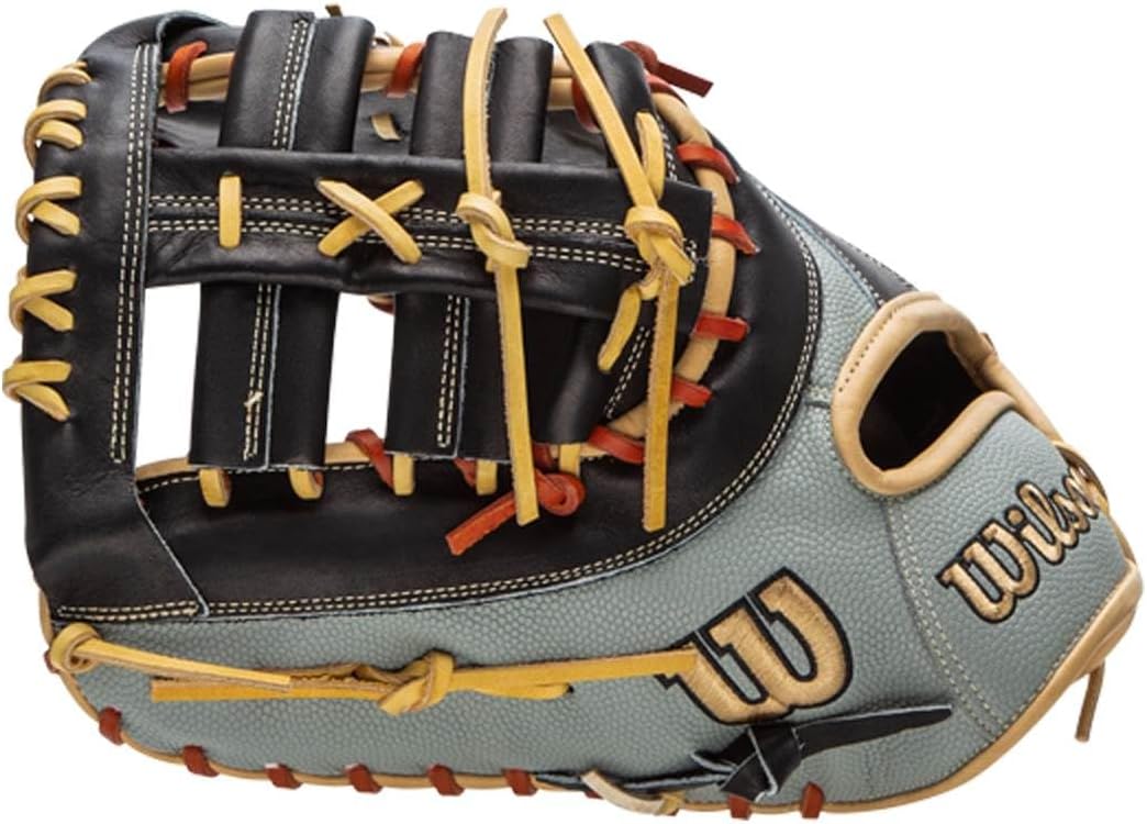 WILSON A2000 Baseball-Handschuh-Serie Linke Hand Wurf First Base SuperSkin Handschuh, 31,8 cm, Grau/