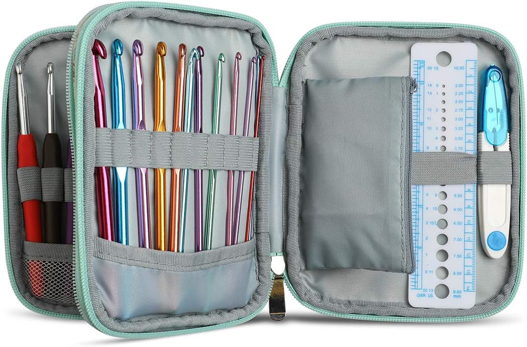 JOZEA 71 Häkelnadel Set Häkelnadeln Bunte Ergonomische Griffe Stricken Nadeln in Verschiedenen Gröss