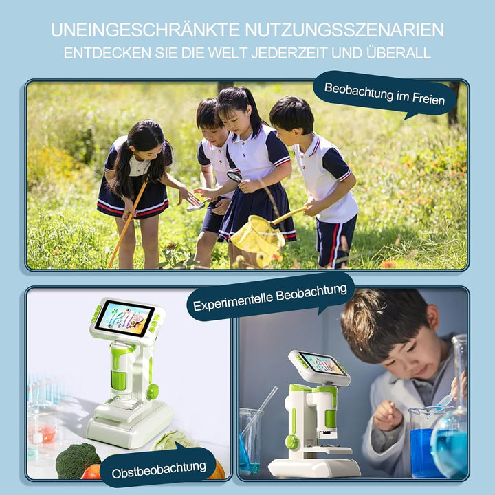 4,0" IPS Digital Mikroskop 1600X, 1080P Tragbares Handmikroskop mit Foto- und Videoaufzeichnung, 32