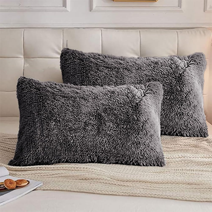 Michorinee Plüsch Bettwäsche 220x240 Grau Winter Flauschig Warme Bettbezug Fleece Flausch Langhaar K