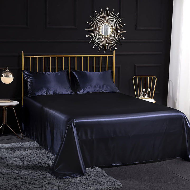 Jemiipee Spannbettuch Einfarbig Satin Seide Glänzend Betttuch Leintuch 180x200 cm für Matratzen bis