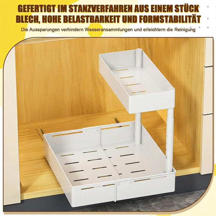 Spülschrank Organizer Ausziehbar – 2 Etagen Unterschrank Organizer Küche Höhenverstellbar & Ausziehb