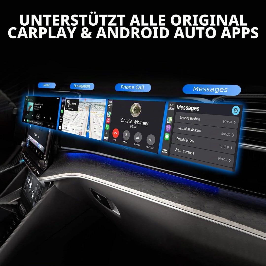 Kabelloser CarPlay und Android Auto Adapter für Autos mit Wired CarPlay, USB C/A Plug and Play CarPl