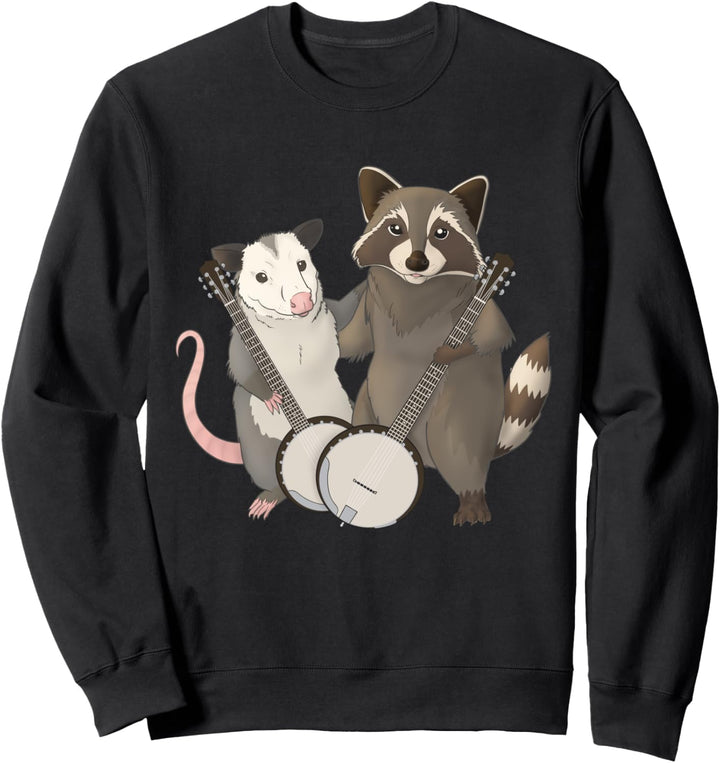 Opossum- und Waschbärenmusiker mit Banjos Sweatshirt