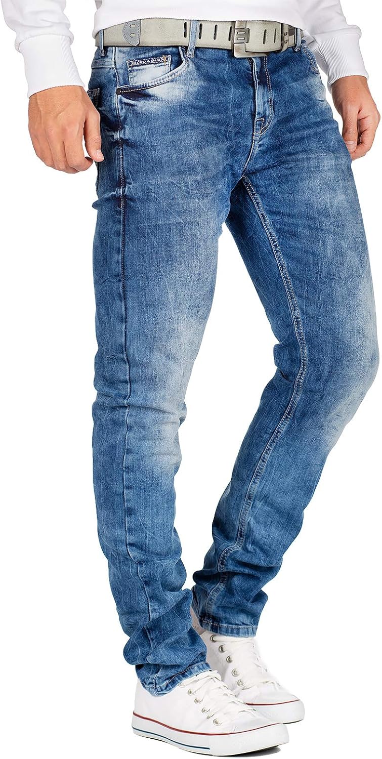 Cipo & Baxx Herren Jeans – Stilvolle Männer Jeans mit 5-Pocket-Design | Kontrastnähten & verzierten