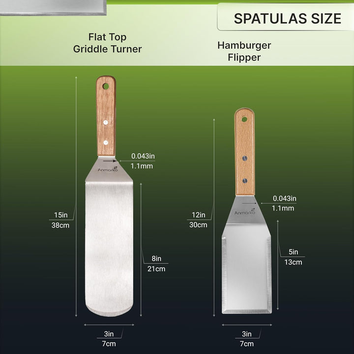 Exklusives Grillwender Set aus hochwertigem Edelstahl - BBQ Grillset in erstklassiger Qualität für H