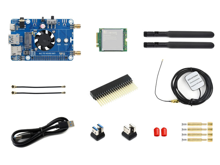 Waveshare SIM7600G-H M.2 4G Hat for Raspberry Pi LTE CAT4 High Speed Global Coverage Multi Band 4G/3