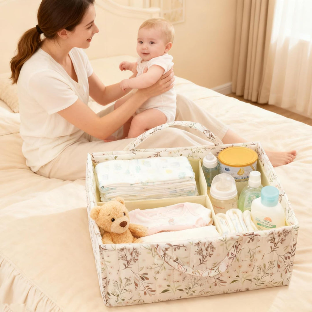 Baby Windel Caddy für Windelstation, Floral Baby Windel Caddy Organisator, Tragbare Halter Tote Tasc