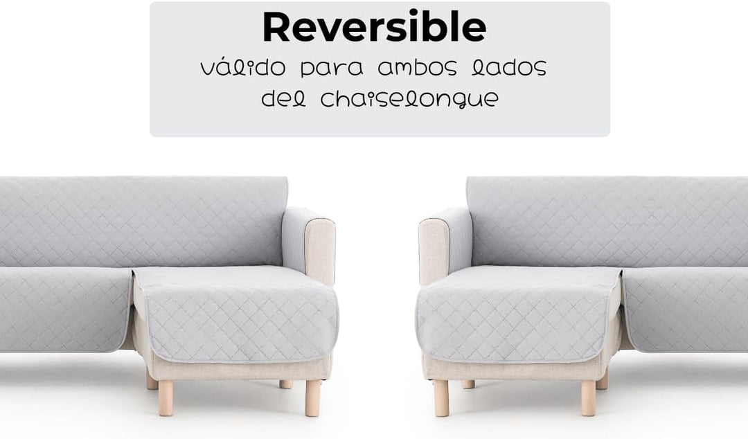 LANOVENANUBE - Gepolsterter Bezug für Chaiselongue Mallorca - Praktisch - Rechts 280 cm - Hellgrau C