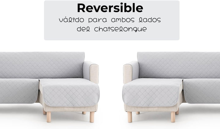 LANOVENANUBE - Gepolsterter Bezug für Chaiselongue Mallorca - Praktisch - Rechts 280 cm - Hellgrau C