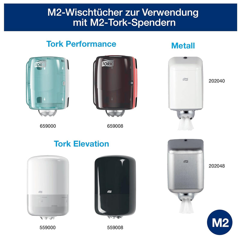 Tork 130034 Mehrzweck Papierwischtücher für das M2 Innenabrollung Spendersystem / 1-lagiges stabiles