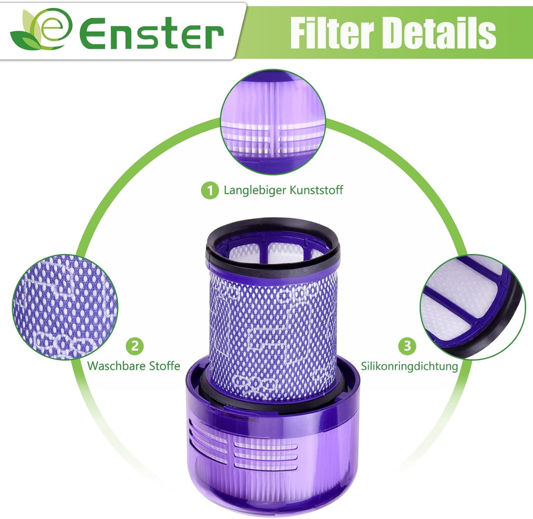 Hepa Filter für Dyson V12 Detect Slim Absolute Extra Waschbar 3 Stück V12 Filter Ersatzfilter Zubehö