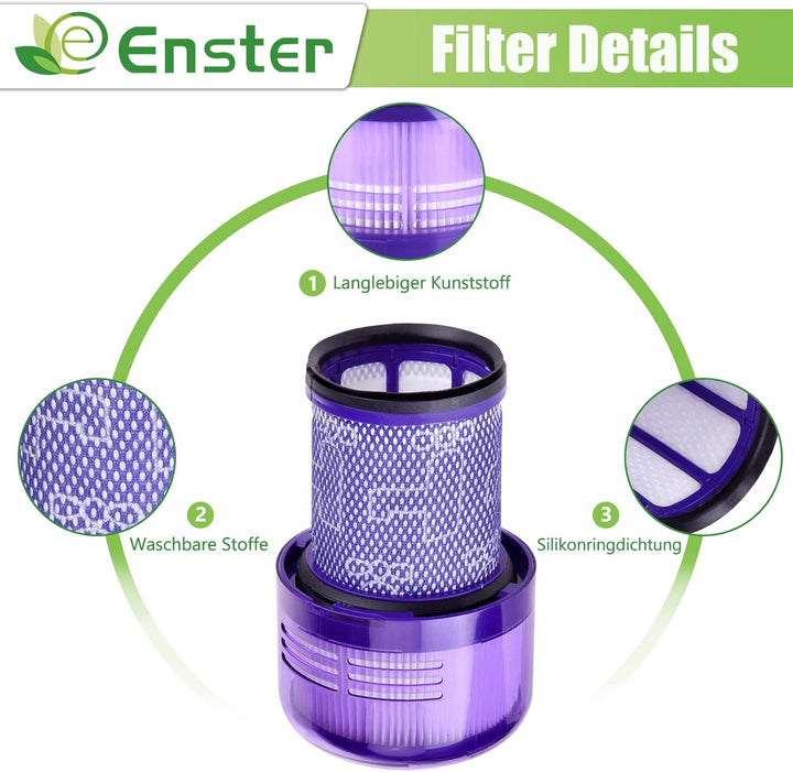 Hepa Filter für Dyson V12 Detect Slim Absolute Extra Waschbar 3 Stück V12 Filter Ersatzfilter Zubehö