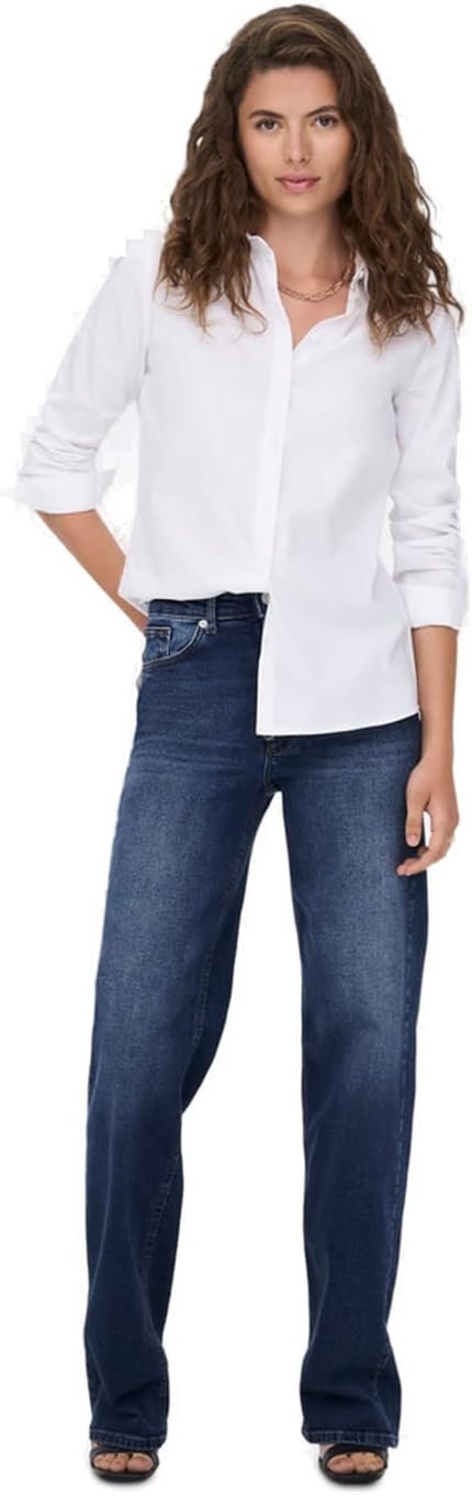 ONLY Female Weit geschnitten ONLJuicy Wide High Waist Jeans 26W / 34L Dark Blue Denim, 26W / 34L Dar