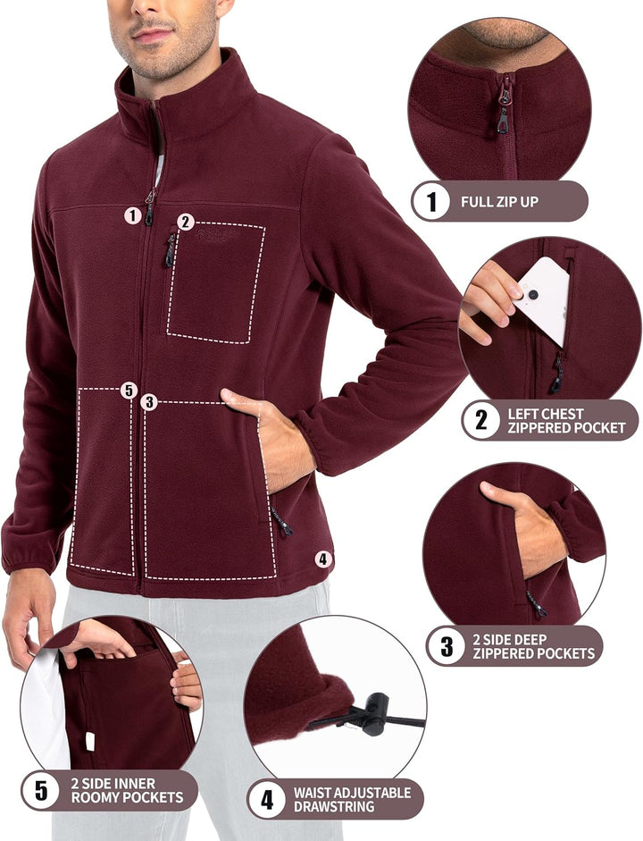 Pioneer Camp Herren Fleecejacke Full Zip Outdoor Polar Leicht Winddicht Jacke mit Reissverschluss S