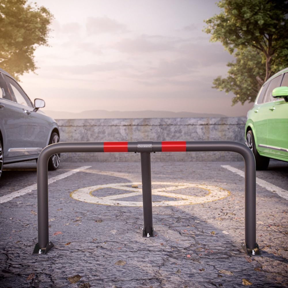 DEUBA® Parkpfosten Parkplatzsperre 3 Schlüssel Sperrpfosten klappbar Vorhängeschloss Stahl Robust Pa