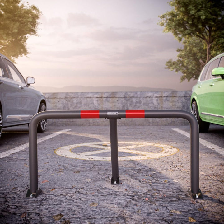DEUBA® Parkpfosten Parkplatzsperre 3 Schlüssel Sperrpfosten klappbar Vorhängeschloss Stahl Robust Pa