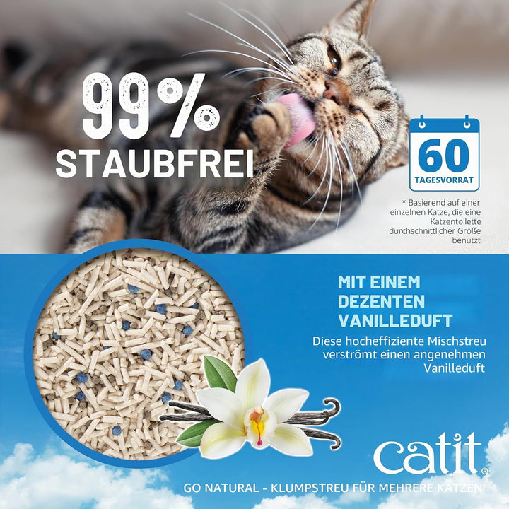 Catit Go Natural, Klumpendes Katzenstreu aus Erbsenhülsen, Vanilleduft, 6,4kg Vanille 6,4kg, Vanille