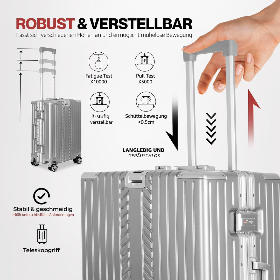 WINLIFE SPARSET M+XL Reisekoffer Alu-Rahmen mit ABS & TSA Nummern-Schloss Handgepäck M(53cm)+Checkin