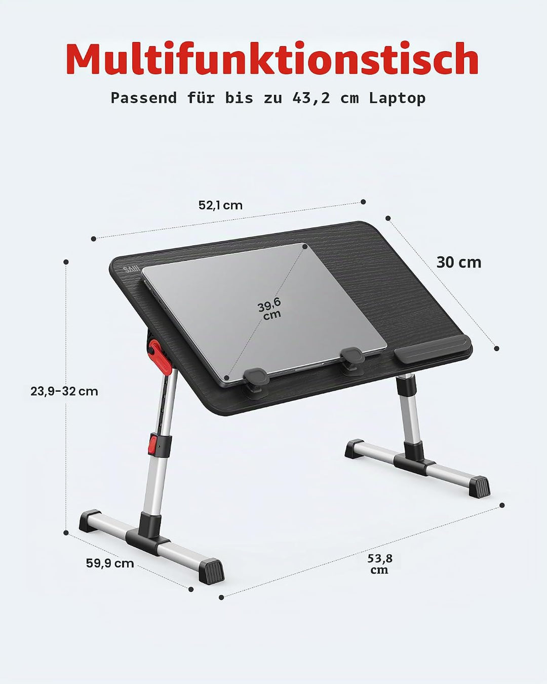 Tisch, SAIJI Betttisch höhenverstellbar, mit 4 einstellbare Winkel, Klappbarer Lapdesk, für Sofa Cou