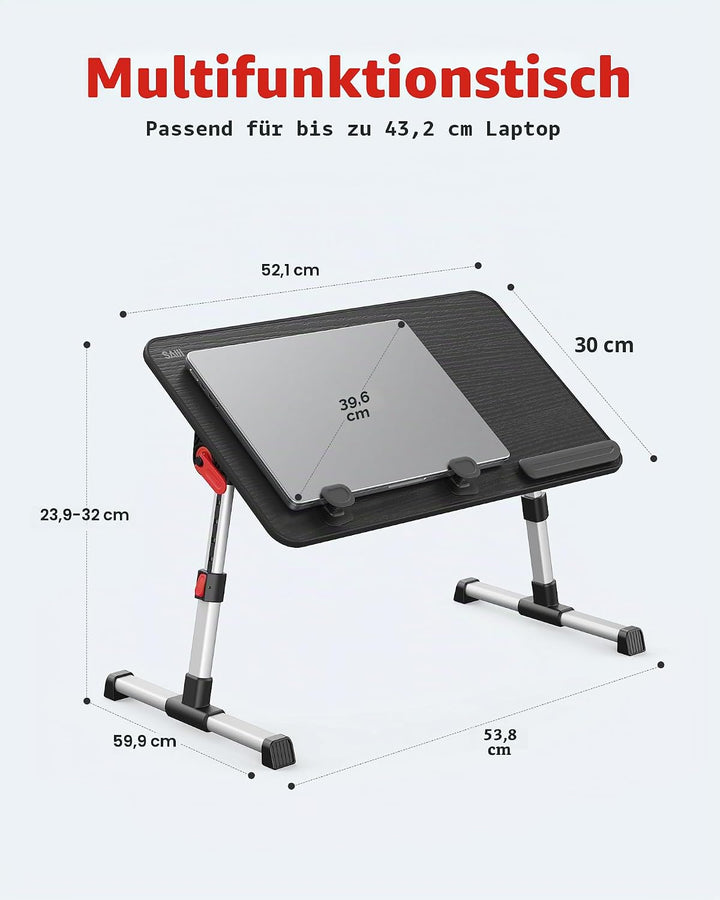 Tisch, SAIJI Betttisch höhenverstellbar, mit 4 einstellbare Winkel, Klappbarer Lapdesk, für Sofa Cou