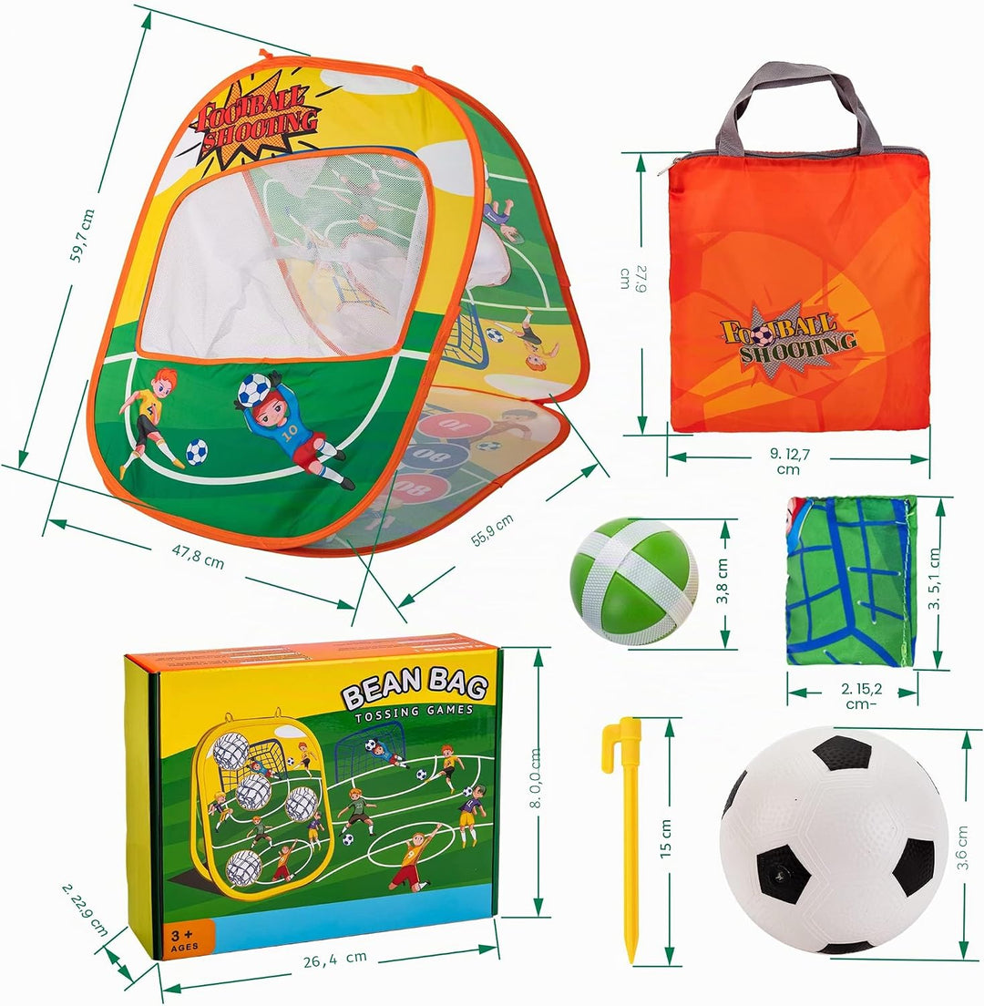 Sundaymot Outdoor Spiele für Kinder, Wurfspiel Kinder 3 in 1 mit Fussball, Sitzsack,Klettbälle, Falt