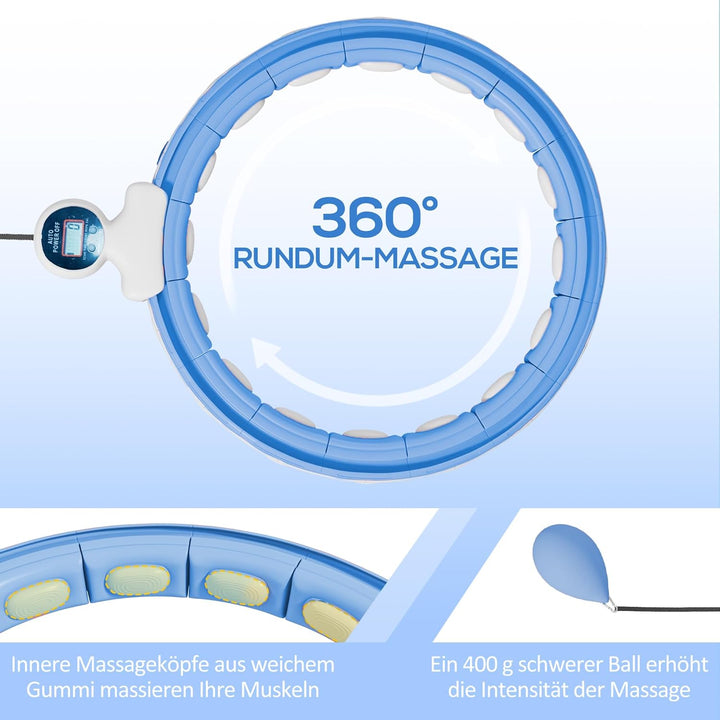 SPORTNOW Smart Hula Hoop Reifen Erwachsene mit Gewicht Kugel Zähler 16 Knoten (76-113cm) Einstellbar