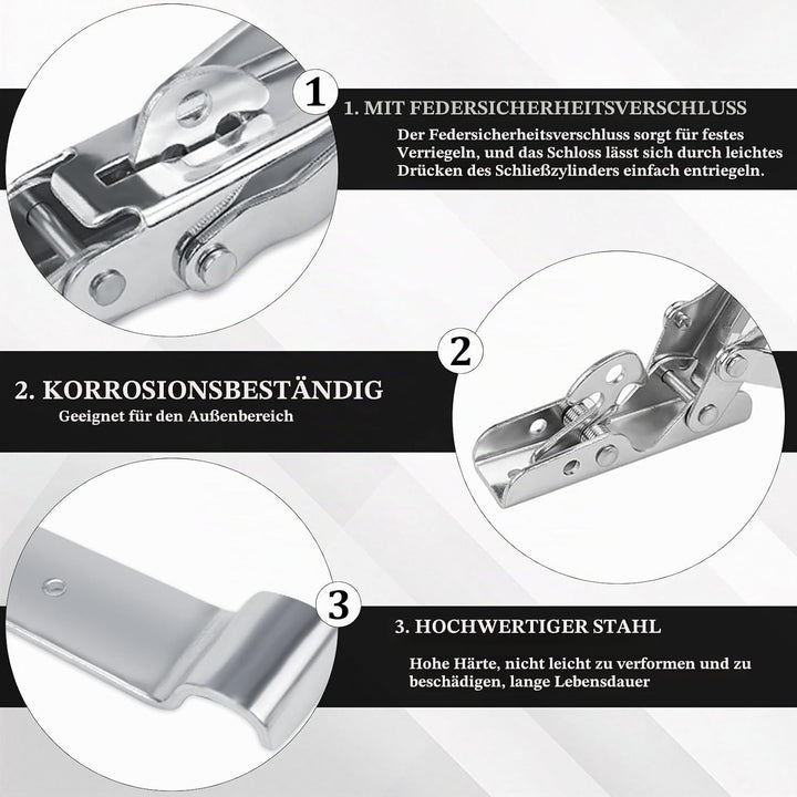 2 PCS Exzenterverschluss mit Sicherung(210mm), Spannverschluss Gross für PKW/Anhänger/Kipper, Bordwa
