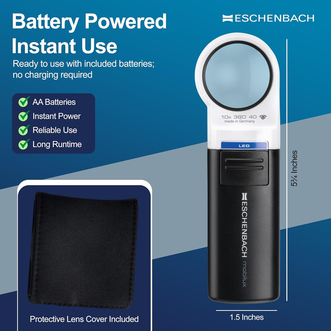 Eschenbach Optik Lupe Handlupe mit LED-Beleuchtung mobiluxLED Vergrösserung: 10x Linsengrösse: (Ø) 3
