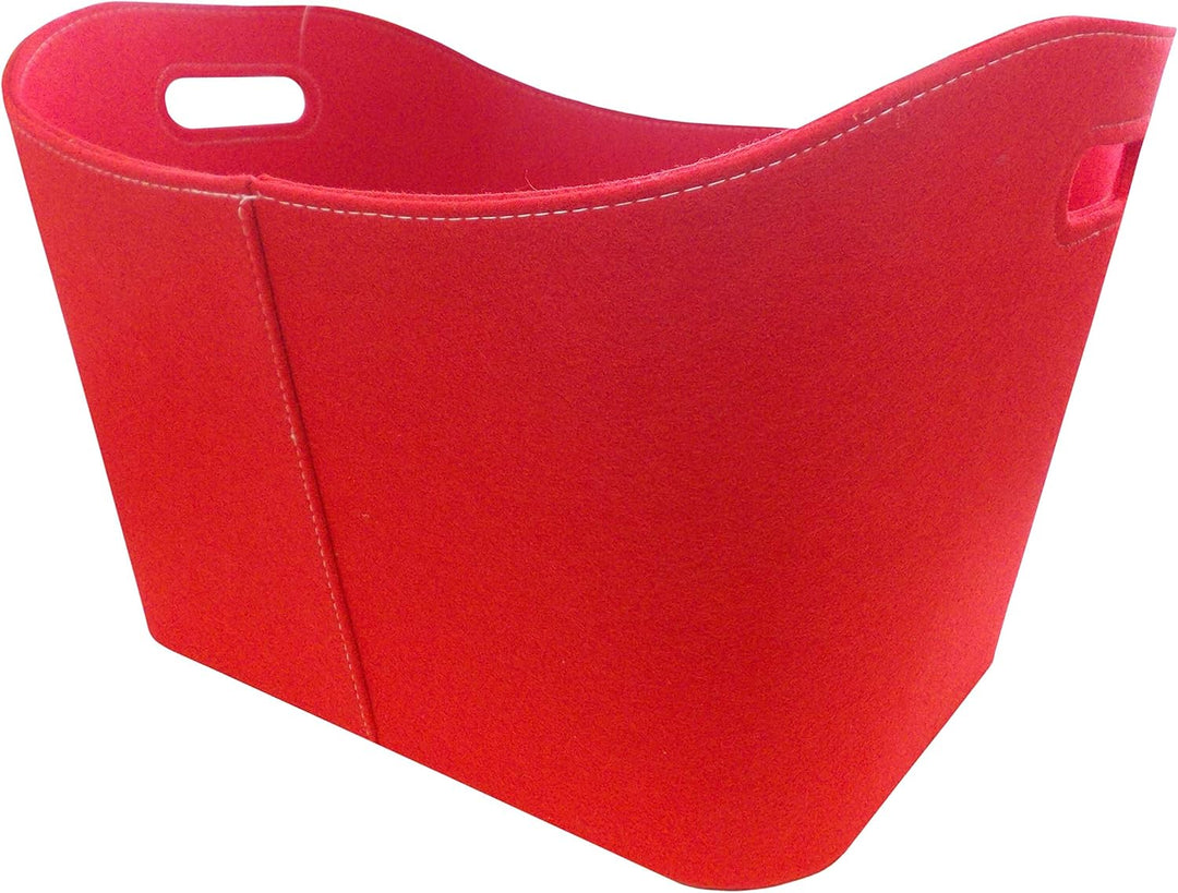 Metrox 99155 Holzkorb mit Tragegriffen (Kaminholztasche Filz, Farbe rot, Masse 53,5x43x34 cm) Filz,