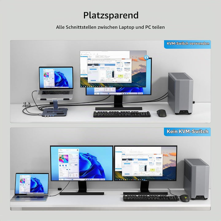 BENFEI Aluminium Laptop Ständer mit USB C 6in1 Dockingstation,15W Mag-Safe Ladegerät Magnetisches, U