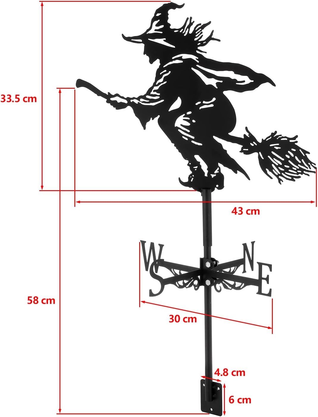 Dyna-Living Wetterhahn Windfahne Weather Hexe Weather Vane Metall Hexe Weathervane Retro Wind Vane M
