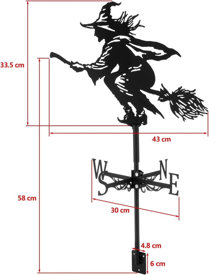 Dyna-Living Wetterhahn Windfahne Weather Hexe Weather Vane Metall Hexe Weathervane Retro Wind Vane M
